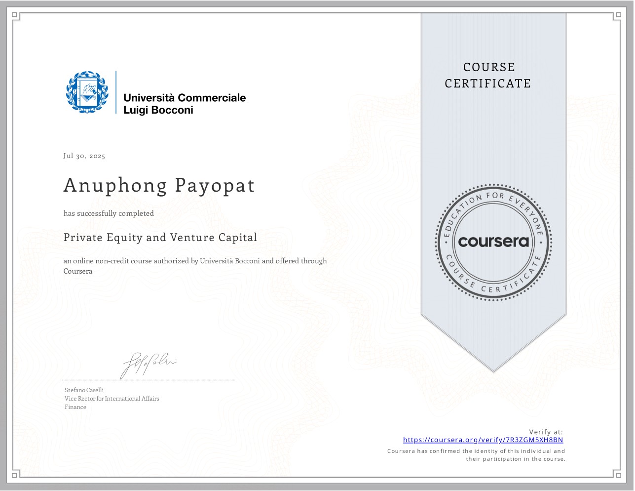 Bocconi PE & VC Certificate